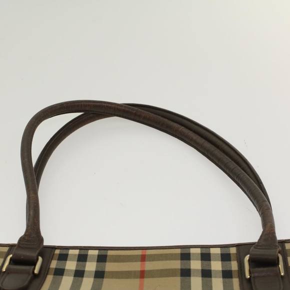 Burberrys Nova Check Tote Bag Canvas Beige Brown Auth 48174 - Picture 8 of 16